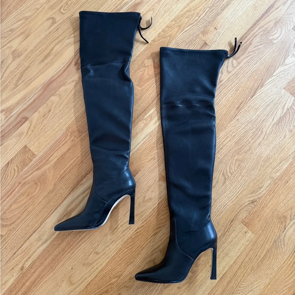 Stuart Weitzman Sexy Natalia Thigh High Length Stretch Leather Boots